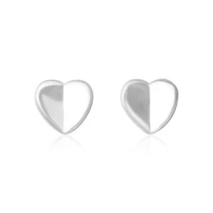 Silver Heart Stud Earrings, Sterling Silver Studs - Picture 1 of 9