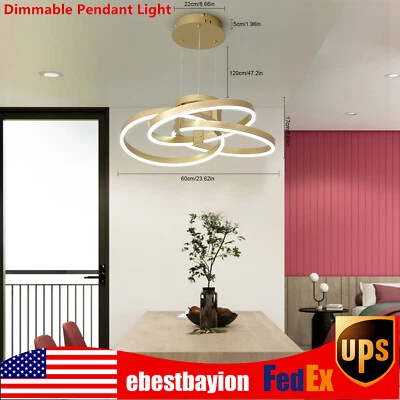 Lámpara de araña LED moderna regulable con luz colgante onda dorada para comedor Foto 1 de 4