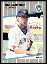 1989 FLEER Baseball Trading Card - JIM GANTNER #186 - Milwaukee Brewers