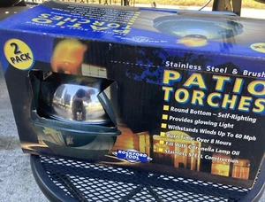 Rockford Tool Edelstahl gebürstet rund Terrassenfackeln 2er-Pack Neu im Karton - Bild 1 von 8