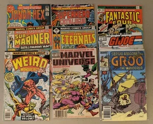 Lot M: 9 1970er Comics Sub Mariner GI Joe Fantastic Four Groo Katalog & Handbuch - Bild 1 von 6