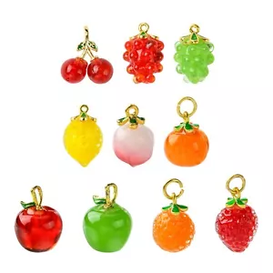 10x Lampwork Glas Charm Obst Perlen Anhänger zum Selbermachen Handwerk Ohrring Schmuckherstellung - Bild 1 von 7