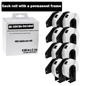 8 Rollen Mehrzweck Papieretiketten 400 P/R für Brother DK-1204 QL-720NW 17mm*54mm - Bild 1 von 9