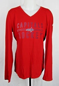Washington Capitals NHL Adidas Women's Red Long Sleeve Shirt - Picture 1 of 5