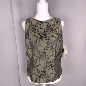 Vintage Womens Top S M Black Gold Metallic Satin Shimmer Evening Dressy 90s NEW - Picture 1 of 9