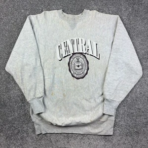 Felpa Vintage Central Michigan Chippewas Adulto 2XL Grigio Crest Tessuto Inverso - Foto 1 di 6