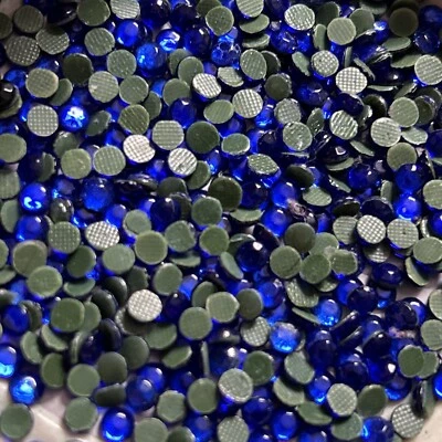 Blue Hotfix qty1200 Iron On Glass Rhinestones Flat Back Crystals Diamante Gems - Image 1 of 2