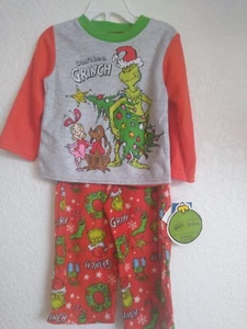 Dr. Seuss Grinch Who Stole Christmas Pajamas 2 PC Top Pants Red Toddler Boy 2T - Picture 1 of 1