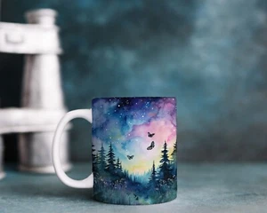 Watercolour Northern Lights 03 Personalised Mug Christmas, Birthday Gift. - Picture 1 of 2