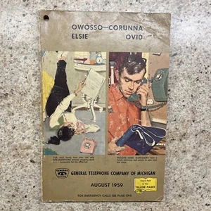 1959 Owosso Corunna Telephone Phone Book Advertising Ovid Elsie Michigan - Picture 1 of 14