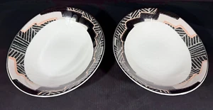 Set Of 2 Vintage Larry Laslo Dimension Black Oval Soup Cereal Bowls - Picture 1 of 5