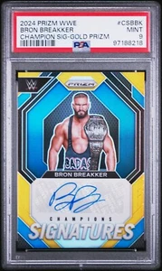 2024 PANINI PRIZM WWE GOLD PRIZM CHAMPIONS Firme BRON BREAKKER /10 PSA 9 - Foto 1 di 2