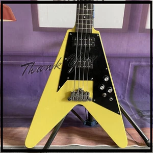 4 Strings Flying V Electric Bass Guitar HH Pickups Mahogany Neck 34 Inches🔥 - Zdjęcie 1 z 7