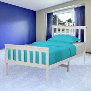 Marco de cama de madera de pino con opción de colchón marco de cama de madera todos los tamaños conjunto de dormitorio - Imagen 1 de 53