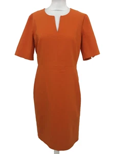 InWear Women's Dress Size 14 Orange Notch Neckline Short Sleeves Lined New F1 - Picture 1 of 11