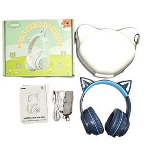Bluetooth 5.3 Kids Headphones with Case - RGB LED Light Up Cat Ears - Picture 1 of 5
