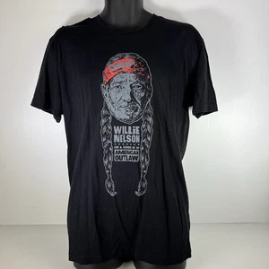 Willie Nelson Life & Sounds of an American Outlaw Graphic T-Shirt Mens L Black - Picture 1 of 8