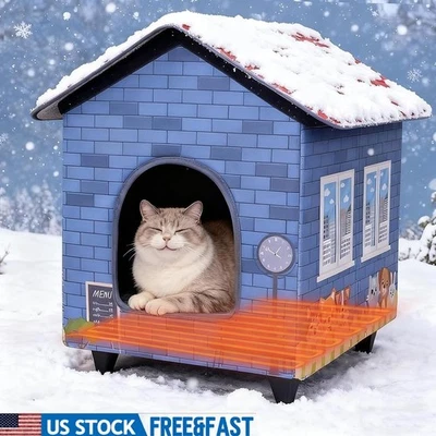 Casa para gatos con calefacción con diseño elevado fácil montaje interior exterior refugio nuevo Foto 1 de 4