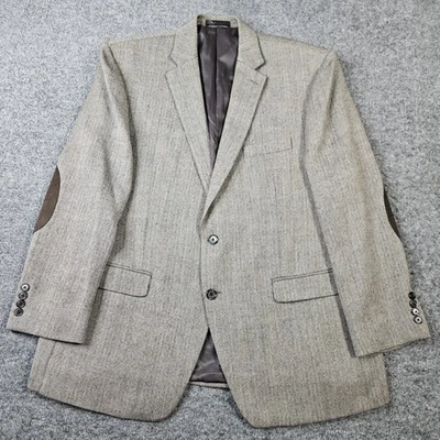 Casaco esportivo masculino Lauren Ralph Lauren 46R bege preto espinha de peixe cinza remendo de cotovelo - Imagem 1 de 4