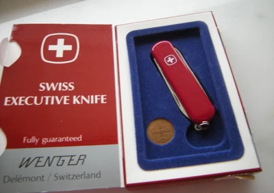 Wenger Executive Taschenmesser rot - unbenutzt - 1 Rappen Münze OVP 40 J. alt - Bild 1 von 4