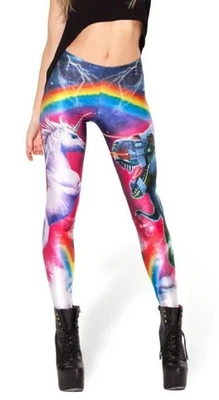 BlackMilk Clothing Hell Yeah Leggings RARE Unicorn Robot Dinosaur Official Sz XL - Image 1 of 4