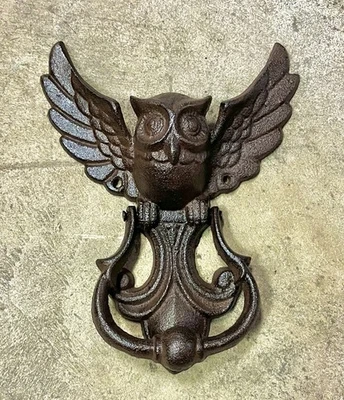 Cast Iron Owl with Spread Wings Brown Door Knocker, 8.5” x 7” - Image 1 of 2