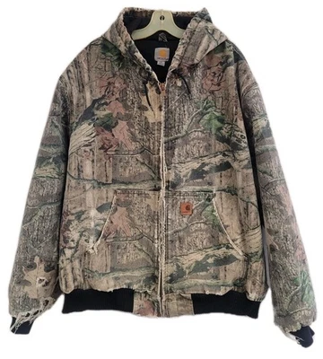 MENS VINTAGE CARHARTT JACKET J221 BREAKUP INFINITY CAMO DISTRESSED HOODED 2XL - Image 1 of 4