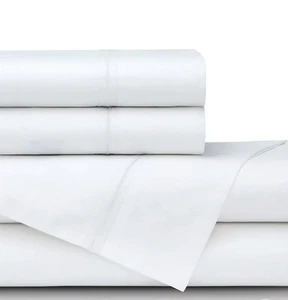NEW Lili Alessandra "Bella" White King Sheet Set 100% Cotton 300 TC Percale - Picture 1 of 7
