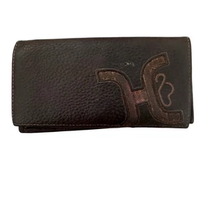 HOOey braune Leder-Geldbörse Western Rodeo Cowboy Herren Doppelfaltung lang Preloved 7 x 3,5 - Bild 1 von 11