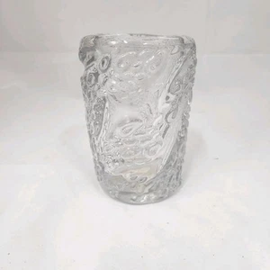 Vtg Heavy Brutalist Blown Glass Vase 79 Scandinavian Style Freeform Bubbles - Picture 1 of 9