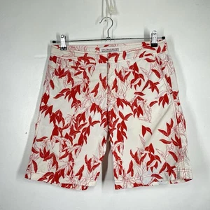Orlebar Brown Swim Shorts Mens W32 Red White Leaf Floral Patterned Beach Trunks - Picture 1 of 18