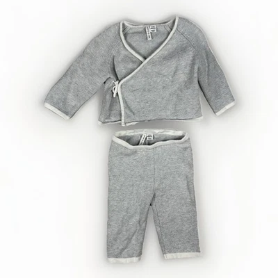 Suéter Janie And Jack Dos Piezas Gris Kimono Talla 3-6 Meses Mezcla Algodón Foto 1 de 4