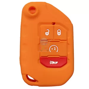 Fit Jeep Wrangler JK Gladiator 4 Button Flip Remote Key Fob Silicone Case Cover - Picture 1 of 12