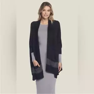 Barefoot Dreams Cozy Chic Lite Cliffside Wrap Cardigan O/S Black Graphite - Picture 1 of 9