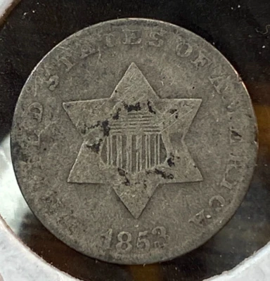 1853 Three Cent Silver Nice Original Problem-Free Good CHRC - Image 1 of 2