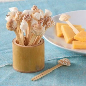 Two's Company Shell Holz Gabeln Plektren Hors d'oeurve Vorspeise Server Neu 24ct - Bild 1 von 4