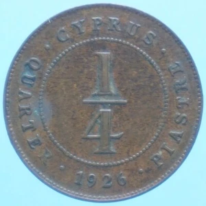 ZYPERN GEORG V 1/4 PLATTE 1926 BRONZE COIN qSPL CURRENCY SAMMLUNG - Bild 1 von 2