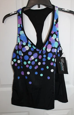Maxine Of Hollywood Women’s CONFETTI RACERBACK  Swimsuit Tankini Swim Top 10 - Image 1 of 4
