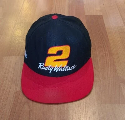 Sombrero a presión vintage Nascar Rusty Wallace nuez moscada. Rojo/Negro/Amarillo Foto 1 de 4