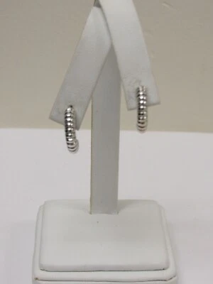 Designer LAGOS Sterling Silver Smooth Fluted Hoop Earrings Foto 1 de 4