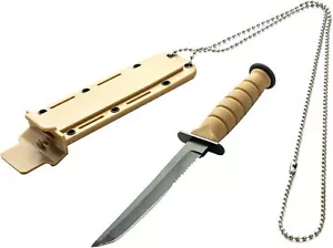 Kabai Neck Knife 8x .3cm Thick Black Blade S/Steel Chain Desert Tan Plastic Case - Picture 1 of 5