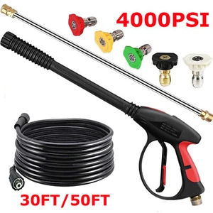 Pistola de lavadora eléctrica de alta presión 4000 PSI para automóvil varilla pulverizadora lanza boquilla y kit de manguera - Imagen 1 de 23