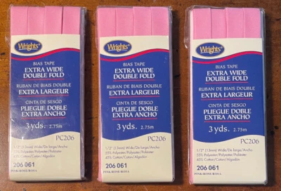 Encuadernación de edredón Wrights doble pliegue cinta sesgada extra ancha 3 yardas-1/2" - ROSA Foto 1 de 2