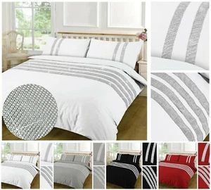 Designer Diamante DIA 100% Egyptian Cotton Duvet Cover + Pillow Case Bedding Set - Picture 1 of 11