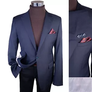 Emporio Armani *SUPREME* Sport Coat Jacket Blazer Blue Wool Sz 44 One Button - Picture 1 of 14