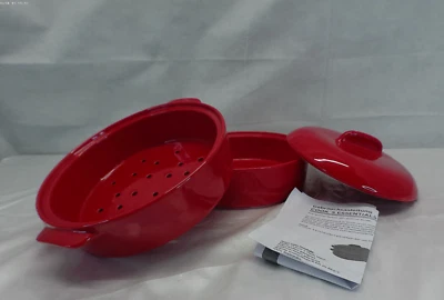 QVC Cooks Essentials Dampfgar Set Keramik Dampfgarer rot - Bild 1 von 2