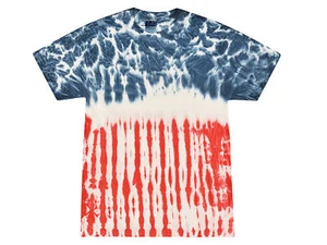 USA Flag Tie Dye T-Shirts Adult & Kids Sizes S to 5XL 100% Cotton Colortone - Picture 1 of 1