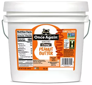 Once Again Creamy Peanut Butter, Salted, Unsweetened, 9lb Bucket - Picture 1 of 3