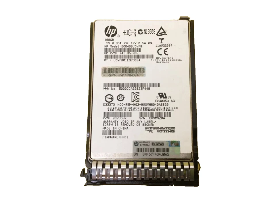 741155-B21 HP 400GB 12G SAS HIGH ENDURANCE SFF 2.5-IN SC SSD w/Blank Tray - Image 1 of 1