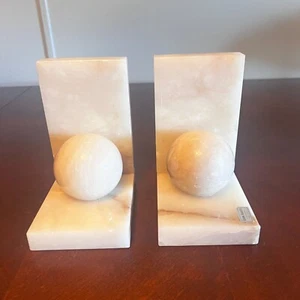 Sujetalibros vintage tallados a mano italiano piedra alabastro esfera decoración biblioteca leer - Imagen 1 de 11
